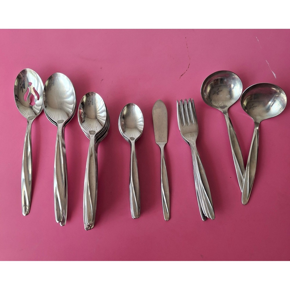 Vintage Insico Stainless Flatware Set Topic 40 pc MCM Silverware USA 1960s